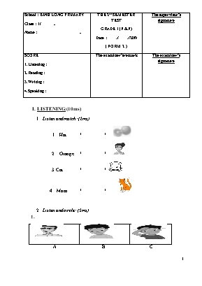 Đề thi học kỳ 2 môn English Lớp 2
